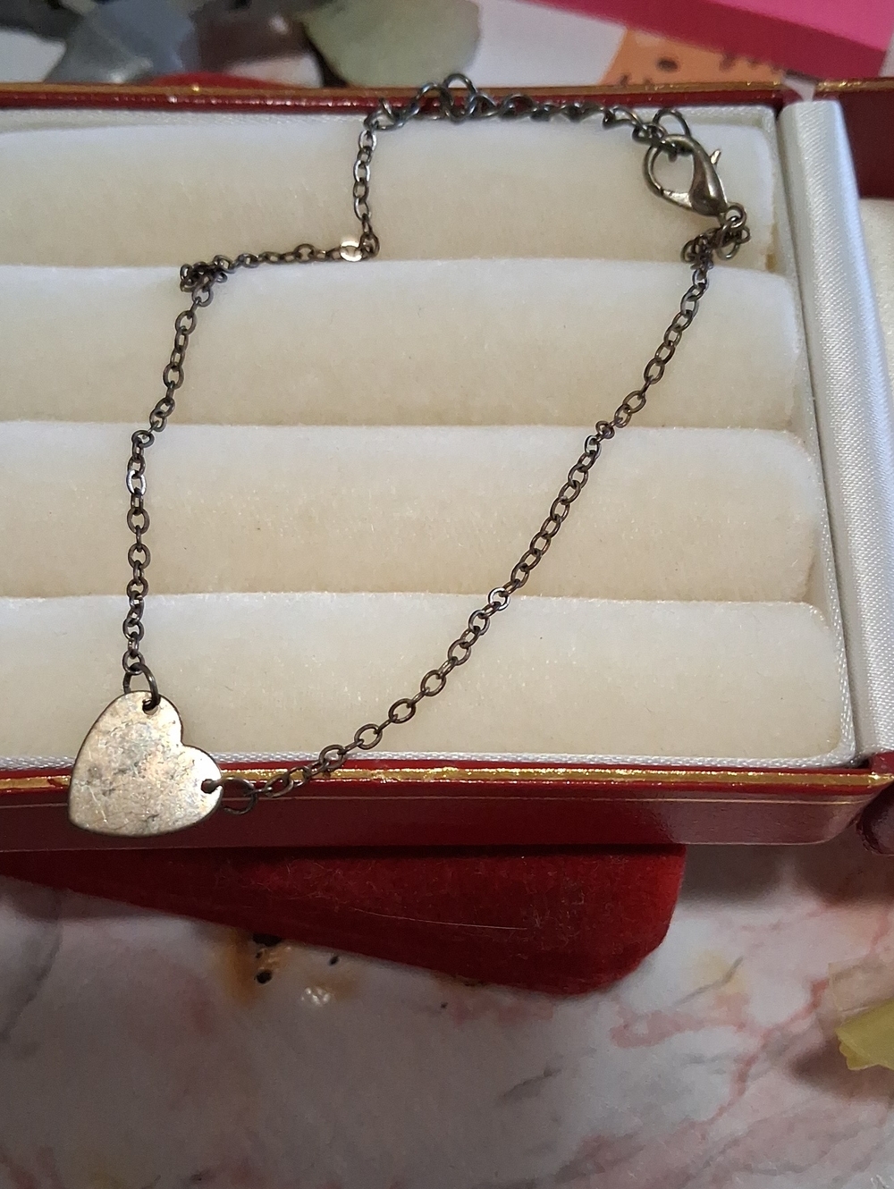 Sterling Silver Heart Pendant Bracelet - Silver